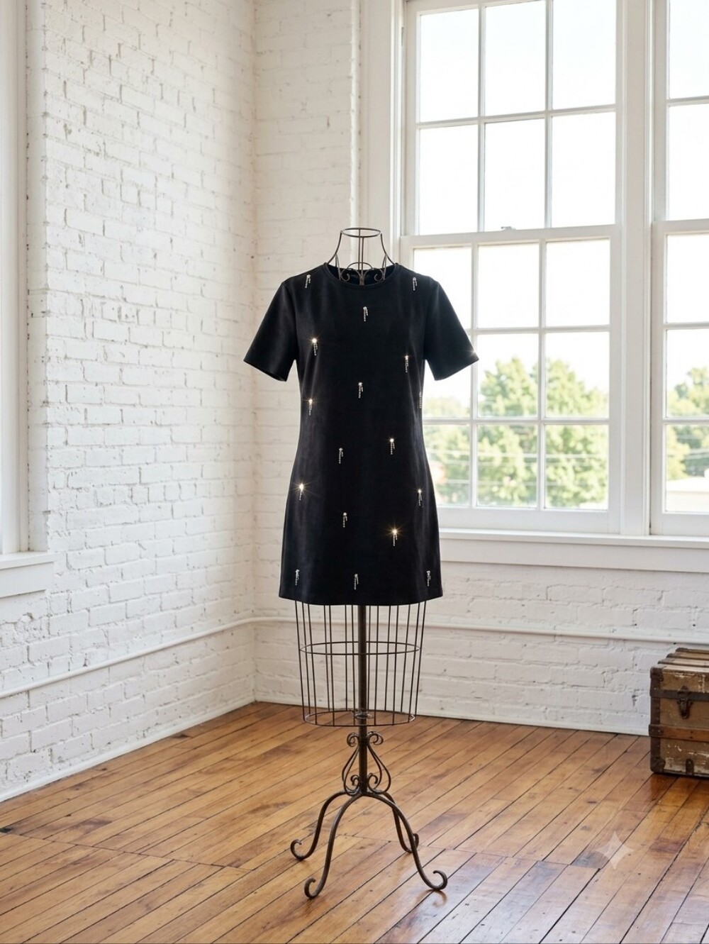 Zara Black Mini Dress with Metallic Stud Accents